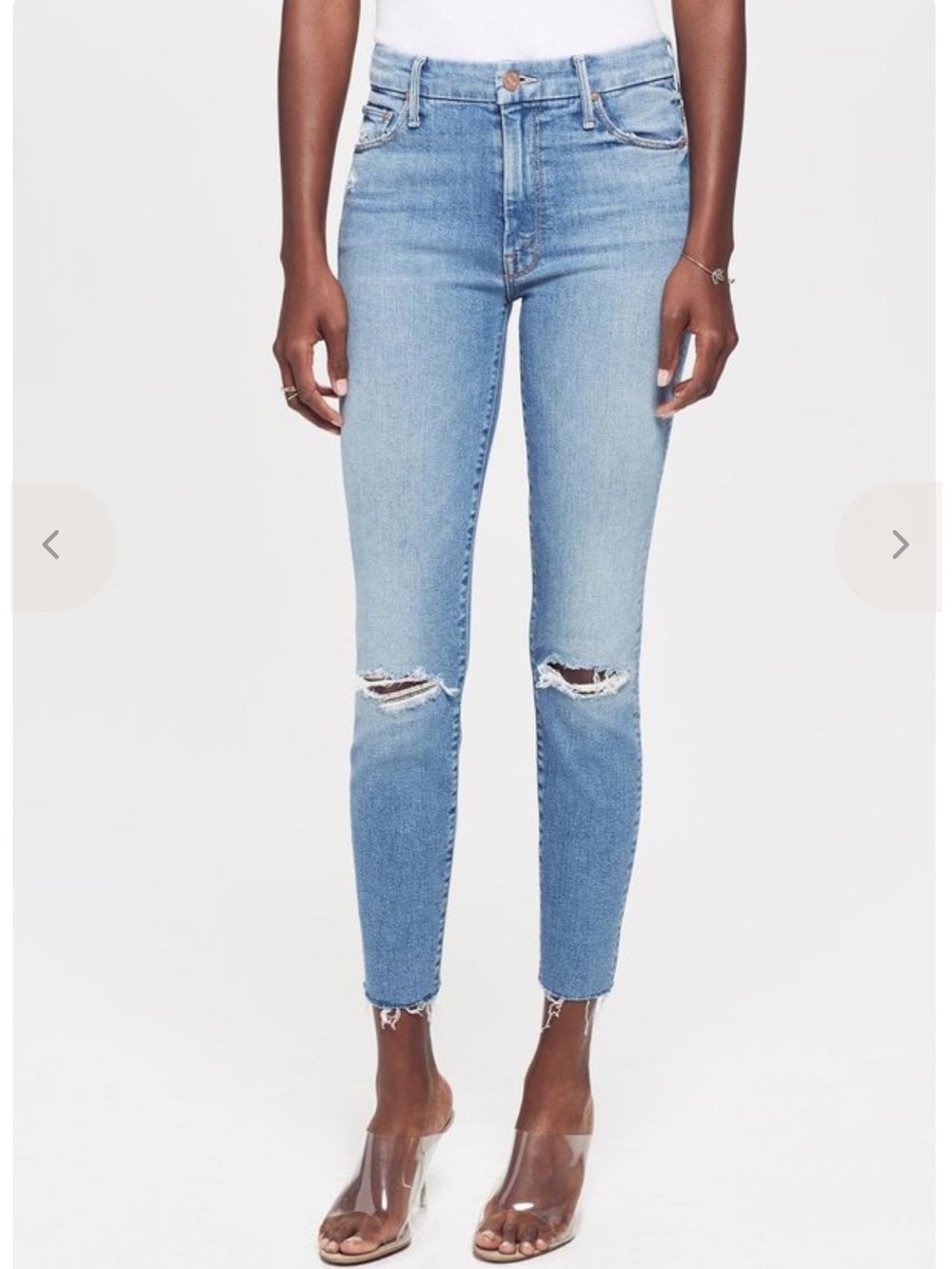 MOTHER DENIM High-waisted Looker Ankle Fray